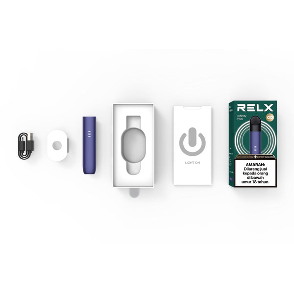RELX Malaysia MY Infinity Plus Blue Package Rendering USB-C Charging Type
