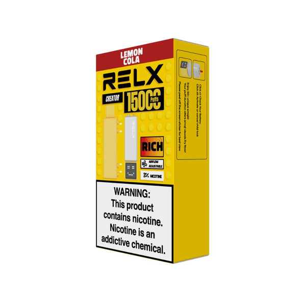 RELX Malaysia MY Creator Kit 15000 Puffs Lemon Cola Package 3% Nicotine 悦刻马来西亚Creator Kit1杆1弹套装灰黄杆柠檬可乐3%尼古丁
